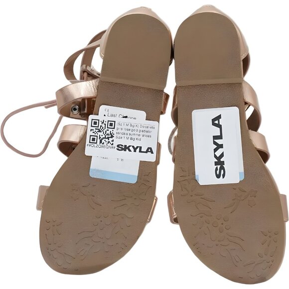 Dolce Vita Rose Gold Gladiator Summer Sandals - Size 1 M Big Kid - Picture 6 of 6